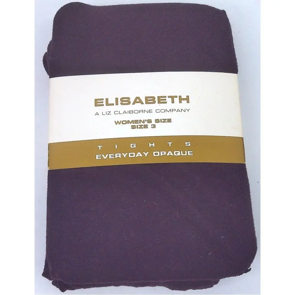 Vtg 1992 Elisabeth Liz Claiborne Everyday Opaque Tights Purple NOS New Size 3